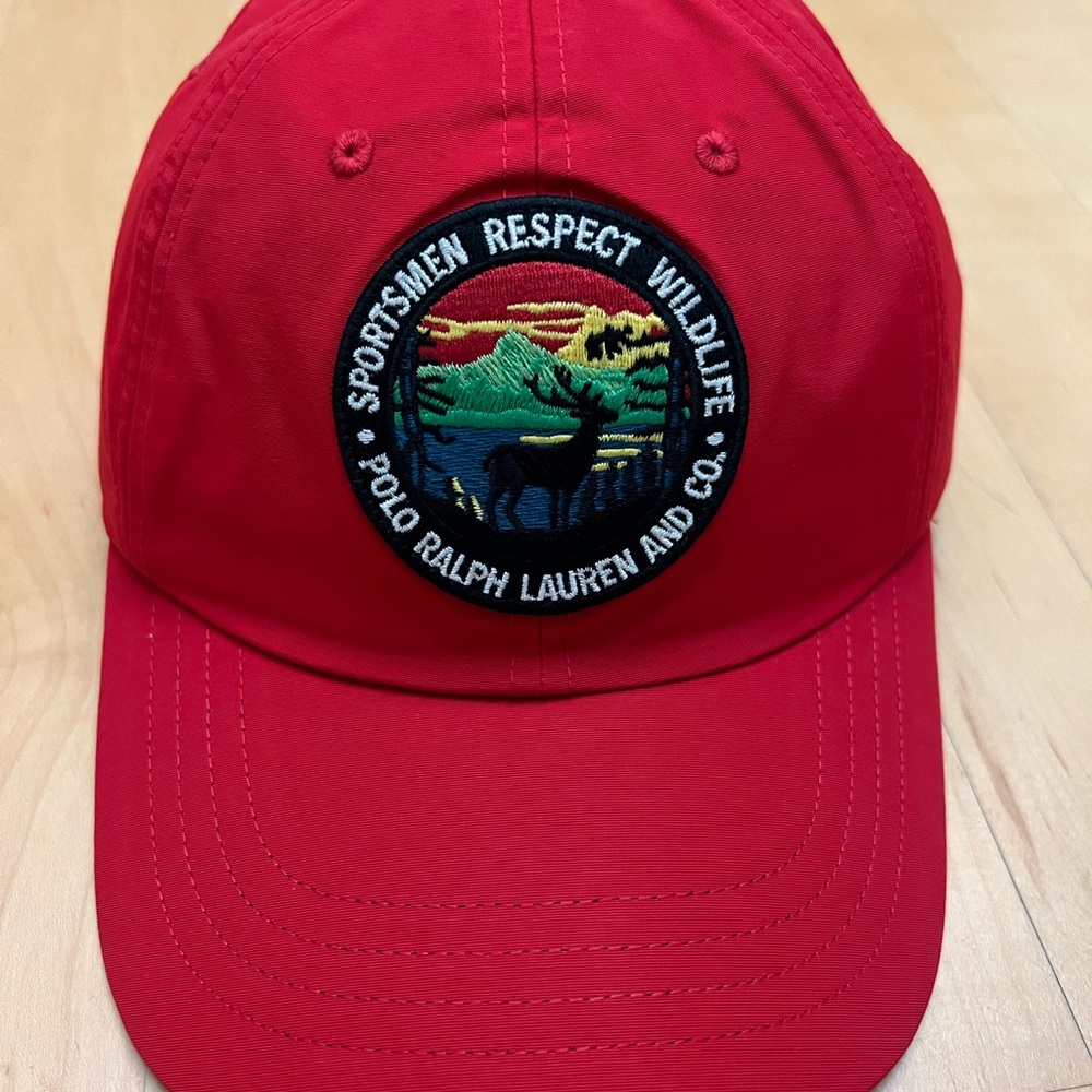 NWT RED Nylon 🏇 POLO 🏇 Ralph Lauren ‘Sportsmen Respect Wildlife’ Hat